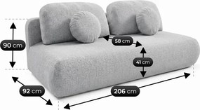 Sofa BASE Rozkładana Dwuosobowa Szara Szenil Japandi