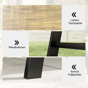 Outsunny Stolik ogrodowy, prostokątny metalowy stolik boczny z blatem w imitacji drewna, 100 x 55 cm, brązowy | Aosom PL