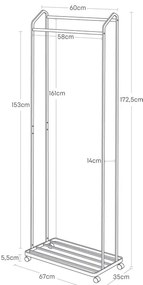 Biały metalowy stojak na ubrania na kółkach Tower – YAMAZAKI