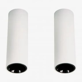 Pack 2 Okrągłych Natynkowych Plafonów Sufitowych Led Ø4 Cm Do Użytku Zewnętrznego, Aluminiowych Luisiana Biały - Czarny & 3 W & 38º & Białe Zimne Świa