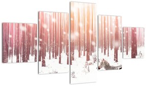 Obraz - Zebra w śnieżnym lesie (125x70 cm)