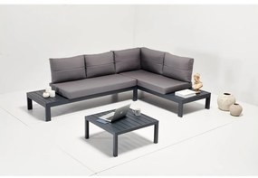 Czarno-szary aluminiowy zestaw mebli ogrodowych dla 3 osób Verona – Floriane Garden