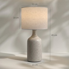 HOMCOM Lampa stołowa, lampka nocna z ceramiczną podstawą, lnianym abażurem, 22x22x45 cm piaskowy+beżowy | Aosom PL