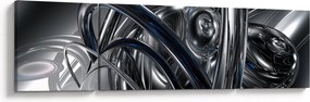 Obraz szarej abstrakcji z niebieskim (170x50 cm)