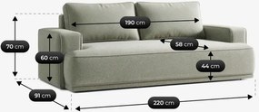 Sofa z Funkcją Spania CAMELIA Szara Boucle Japandi