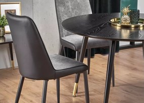 Stół okrągły ombriano 120 cm MDF lakierowany w kolorze czarnym złote detale do jadalni