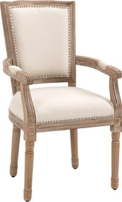 HOMCOM Krzesło Jadalniane Styl Francuski Dekoracja Nitami Kremowe Wygodne | Aosom PL