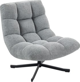 HOMCOM Fotel obrotowy lounge z szerokim siedziskiem, wodoodporny efekt chenille, stalowa krzyżowa podstawa, szary | Aosom PL
