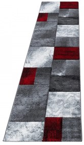 Dywan nowoczesny Hawaii Kwadraty czerwono-szary 80 cm x 300 cm