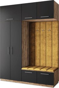 Masseno Garderoba REMA 180/240/60 cm Nowoczesna Szafa do Przedpokoju Dąb lefkas, MONOLITH 48 (Żółty)