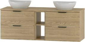 Zestaw do Łazienki 140cm Szafka Regał Blat Umywalka Dąb Olejowany Pile