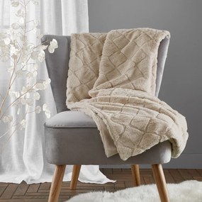 Beżowy koc z mikropluszu 130x170 cm Cosy Diamond – Catherine Lansfield