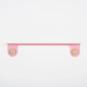 Różowa półka ze stali z detalem z drewna dębowego z 2 haczykami Gazzda Hook, dł. 70 cm