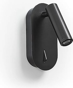 Lampa ?cienna do czytania Dirk w nowoczesnym stylu - Wysoko?? 18 cm - 3W LED SMD - 3000K - w?./wy?. - 90° i 300° stopni - IP20 - stal i czer?