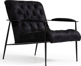 Stylowy fotel uszak, czarny, 75 x 80 x 85 cm | Stelaż z drewna bukowego i płyty wiórowej, 100% poliester, miękkie poduszki z pianki i pierza |