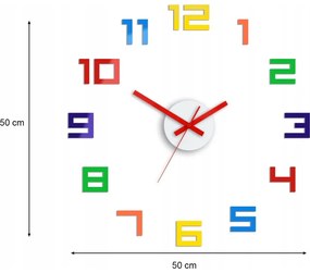 Zegar ścienny w stylu nowoczesnym kolorowy akrylowy digit colorfull okrągły