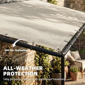 Outsunny Przyścienna Pergola z Metalową Ramą i Zadaszeniem, Odporna na Warunki Pogodowe, 3 x 1,8 x 2,3 m, Kremowa | Aosom PL