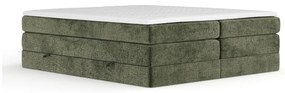 Ciemnozielone łóżko kontynentalne ze schowkiem/bez zagłówka 200x200 cm Juniper – Maison de Rêve