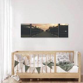 Obraz drewnianego pomostu nad jeziorem (170x50 cm)