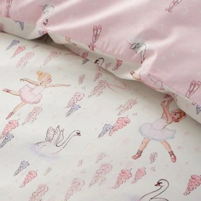Biało-różowa bawełniana pościel dziecięca dwuosobowa 200x200 cm Ballerina – Belle &amp; Boo