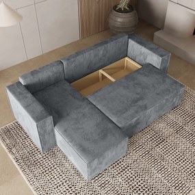 Masseno Narożnik RAVELO z funkcją spania i pojemnikiem na pościel Narozniki L, Rozkładana sofa - Jasnoszary, MONOLITH 84