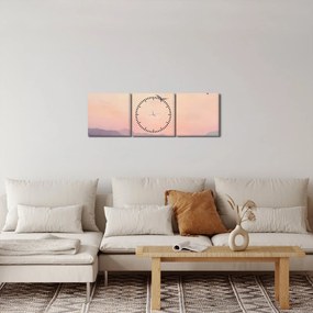 Obraz - Stado ptaków II. (z zegarem) (90x30 cm)