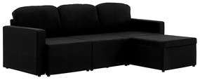 Rozkładana sofa modułowa czarna tkanina - Odi 4Q