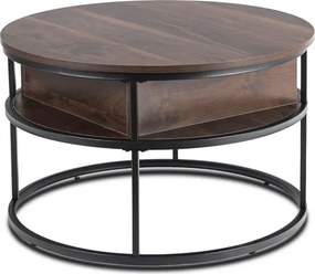Stolik Kawowy ASTUR 80 cm z Podnoszonym Blatem Orzech/Czarny Loft