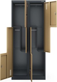 Szafa socjalna czterokomorowa Eco Design Julia 80x45x185 cm antracyt/orzech