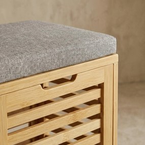 Bambusowy kosz na pranie z siedziskiem DISA, 40 l