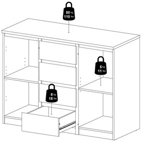 Komoda w dekorze dębu w naturalnym kolorze 121x91x50 cm Naia – Tvilum