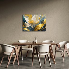 Obraz - Malowanie złotych kwiatów (70x50 cm)