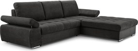 Masseno Narożnik SANDRO z funkcją spania i pojemnikiem na pościel Narozniki L, Rozkładana sofa - Czarny, ARAGON 99