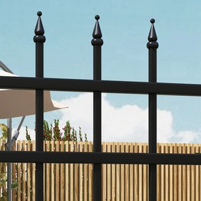 Outsunny Brama ogrodowa, zamek i klucz, dekoracyjne szczyty, stal nierdzewna, 107x204 cm, Czarny