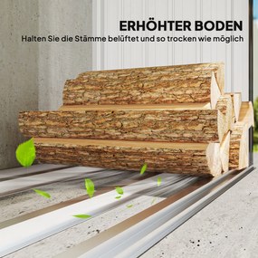 Wiata na drewno opałowe Outsunny, stal ocynkowana, podwyższona podstawa, dach jednospadowy, 213×66,5×150 cm, ciemnoszary