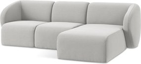 Jasnoszary aksamitny narożnik (prawostronny/z szezlongiem) Lani – Makamii