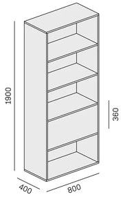 PLAN Regał biurowy wysoki LAYERS, 1 schowek, 800 x 400 x 1905, dąb naturalny / dąb bejcowany