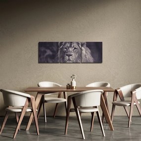Obraz lwa (z zegarem) (90x30 cm)