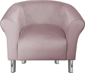Fotel Milo tkanina Welur wygodny fotel tapicerowany do salonu i sypialni : Kolor nogi - Chrom, Kolor tkaniny - VELVET - MG55, Wysokość nogi - 15 cm