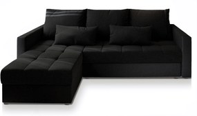 Masseno Narożnik KOS PIK z funkcją spania i pojemnikiem na pościel, Rozkładana sofa - Czarny, SAWANA 14 + MADRYT 9100