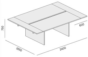 Biurko double SOLID + 2x rozszerzenie blatu, 240x165 cm, dąb naturalny