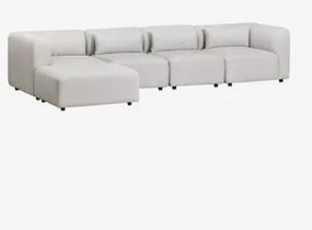 Sofa Modułowy 4-częściowy Z Tapicerowanym Pufem Fogler Tkaniny Jasnoszary - Sklum