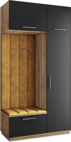 Masseno Garderoba REMA 120/240/60 cm Nowoczesna Szafa do Przedpokoju Dąb wotan, MONOLITH 48 (Żółty)