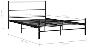 Czarne dwuosobowe łóżko metalowe 160x200 cm - Epix