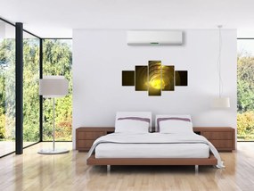 Obraz żółtej abstrakcyjnej spirali (125x70 cm)