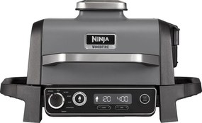 Elektryczny grill Ninja Woodfire OG701EU z wbudowanym wędzarnią i frytkownicą na gorące powietrze – gotowanie na drewnie, 7 funkcji, 28x37 cm, szary