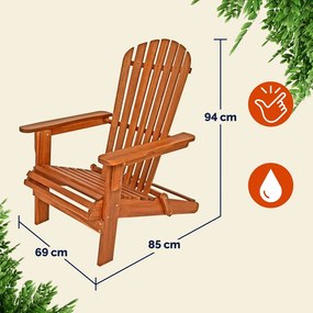 Casaria Leżak ogrodowy ADIRONDACK, składany, 69x84x94cm, naturalny brąz
