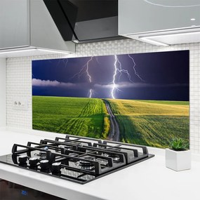 Szkło do Kuchni na Ścianę Potęga Burzy nad Polami