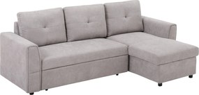 HOMCOM Sofa trzyosobowa z funkcją spania, sofa z chaiselongue, tapicerowana sofa, szara