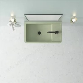 Umywalka z kamienia syntetycznego nablatowa / wisząca prostokątna zielona 43 cm x 25 cm EVELIA Green